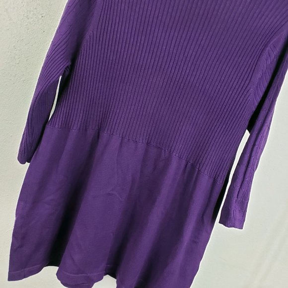 Liv On Women's Purple Knit V Neck Shirt Top Blouse Sweater Mini Dress Tunic - Picture 8 of 10